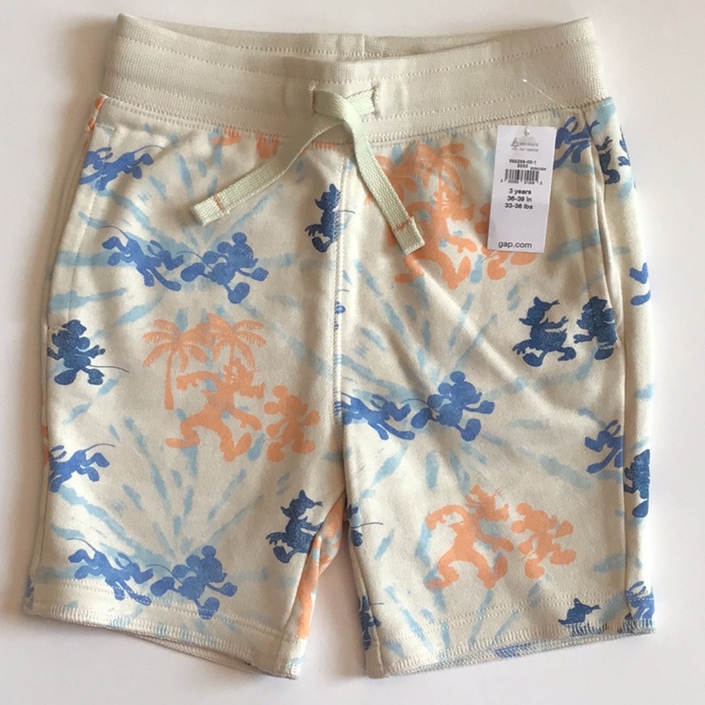 GAP Disney Cream and Blue Artistic Shorts